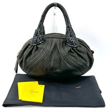 Auth FENDI Spy Bag Hand Bag Leather Black _0148