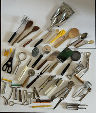 47 Pc Variety Lot Vintage Kitchen & Barware Utensils Tools Gadgets Mixed As-Is
