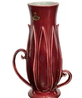 Antique Red Wing Pottery Double Handle Vase Burgundy Red 1377 Vintage USA
