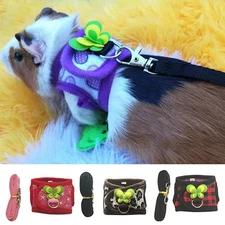 Small Pet Harness Vest Leash for Hamsters Safety Walking Purple Red
