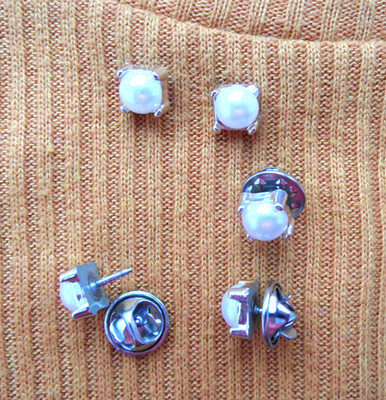 1 Stck. WEISSE PERLEN KNOPF PINS FÜR COVER UP HEMDKRAGEN PULLOVER KLEID DEKORATION