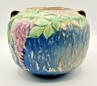 ROSEVILLE POTTERY BLUE "WISTERIA" ARTS AND CRAFTS VASE- CA:1933-PAPER LABEL-XLNT
