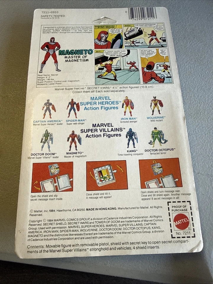 Marvel Super Heroes Secret Wars "MAGNETO" Sin perforar Sellado *NUEVO* Mattel 1984 Foto 2 de 3
