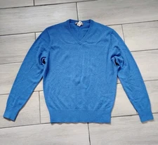 Daniel Cremieux Signature Sweater Mens Size M Blue 100% Cashmere Soft V Neck