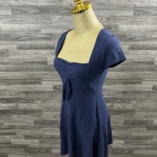 Forever 21 Women’s Navy Blue Fit & Flare Dress Size M Short Sleeve Tie Front