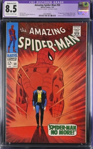 1967 Amazing Spider-Man 50 CGC 8.5 Restored. 1st Appearance Kingpin Wilson Fisk.