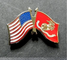 MARINE CORPS MARINES COMBO FLAG LAPEL PIN BADGE 1.25 INCHES USMC US
