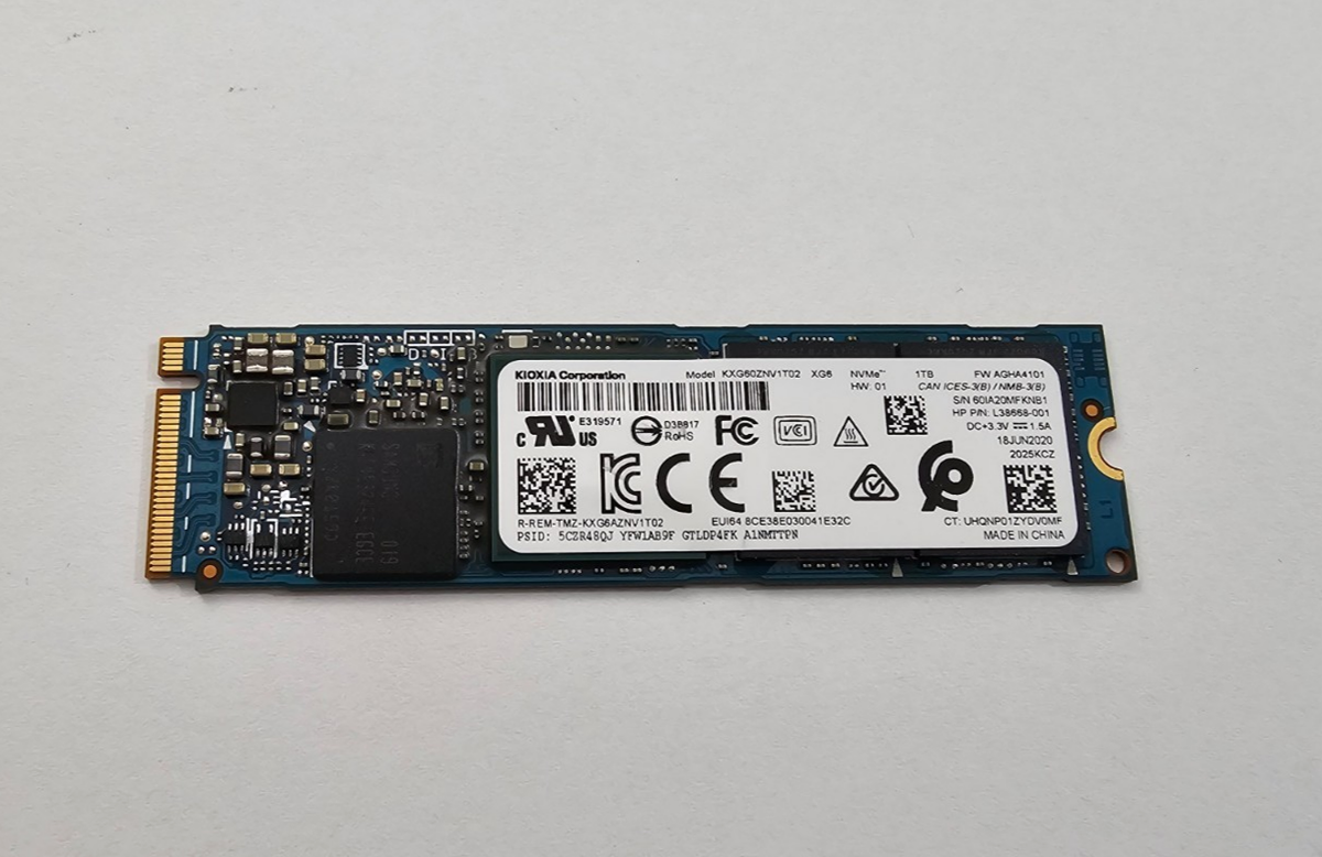 KIOXIA NVMe SSD 1TB（KXG60ZNV1T02）M.2 Kioxia XG6 1TB PCIe 3.0x4 NVMe M.2 SSD Good 93% Health