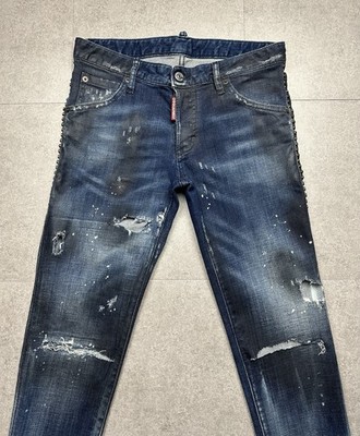 100%ORIG DSQUARED SKINNY CROPPED JEAN JEANS GR. ITAL. 38 DESTROYED WAXED