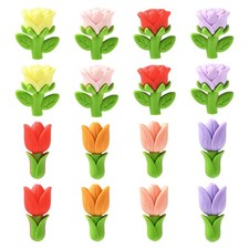16pcs 3D Tulip Flowers Silicone Beads, Flowers Silicone Focal Beads for DIY