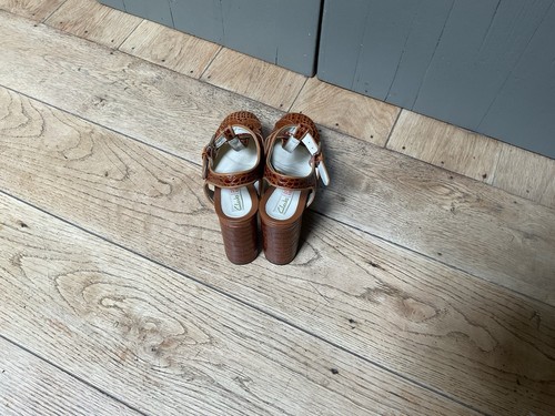 Orla Kiely/ Clarks Beryl Tan Leather Platform Shoes UK 7 D EU 41 Rare VGC 70s - Picture 16 of 24