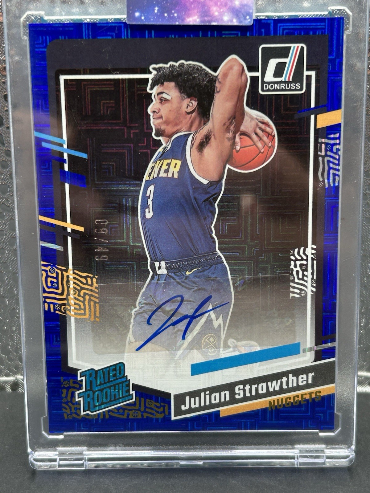 2023-24 Panini Donruss Optic Julian Strawther Blue Rated /49 RC Auto Nuggets