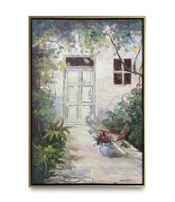 Hungryartist -Original Oil Painting of a Backdoor View  on Canvas 24x36 Framed