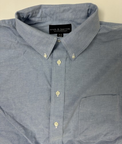 Vintage 90s Croft Barrow Dress Shirt Men 2XL Wrinkle Resistant Long Sleeve Blue - Picture 14 of 16