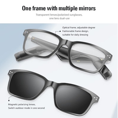 Hot Smart Bluetooth Glasses Magnetic mirror frame  translation、Double frames