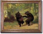 Bronze-Gold Framed Dancing Bears by Beard Canvas Art (12 in x 14 in Framed Size)
