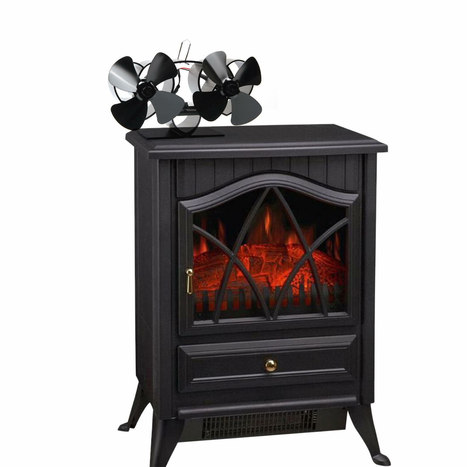 Double 4 Blade Heat Powered Stove Fan for Wood / Log Burner Fireplace Fan MUTE Verkoop, HOT