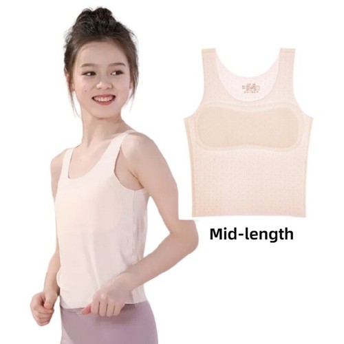 Girl Sleeveless Tank Top Jacquard Stretch Camisole Puberty Starter Bra Basic Tee - Bild 9 von 23