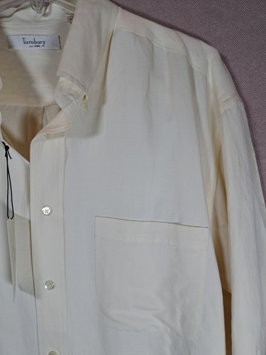 Turnbury Men's Button Up Cream Silk Linen Shirt Size Large New With Tags - Picture 13 of 13