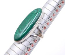 9.80 Gm 925 Sterling Silver Natural Malachite Cab Gemstone Handmade Ring Size 6"