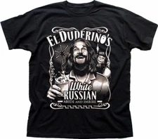 The DUDE Big Lebowski ABIDE poster Jeff Bridges El Duderino black t-shirt 9277