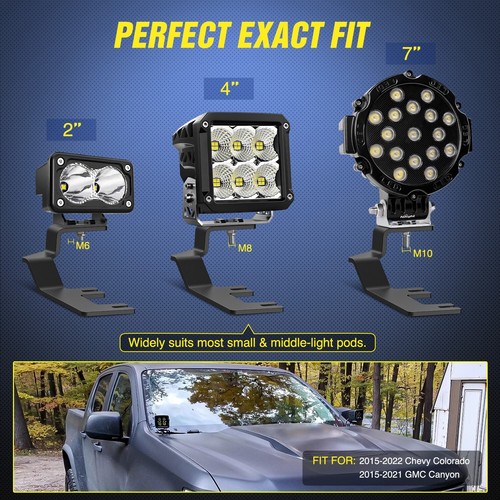 Nilight Ditch Light Brackets for 2015-2022 Chevy Colorado 2015-2021 GMC Canyon - Picture 3 of 7