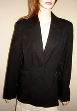 Classiques Entier Black Textured Stretch Cotton Jacket W/ Belted Sides (14) New