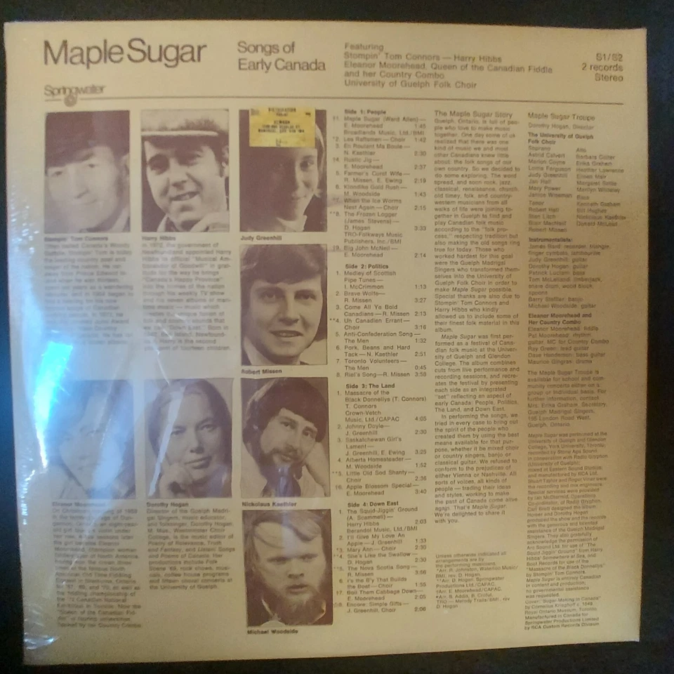Maple Sugar:Songs of Early Canada/1973/Vinyl🔥2xLP🔥NEW🔥MINT🔥FACTORY SEALED🔥 - Image 2 of 2