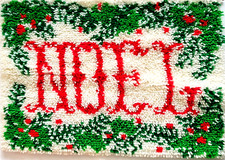 Latch Hook Wall Hanging Rug Finished Christmas Noel Vintage 26.5" x 20"