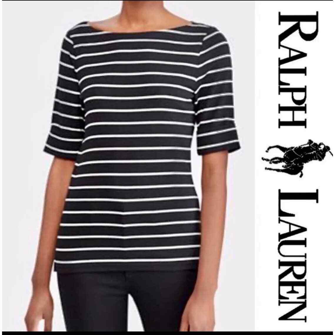 Lauren Ralph Lauren Striped Boat Neck Top