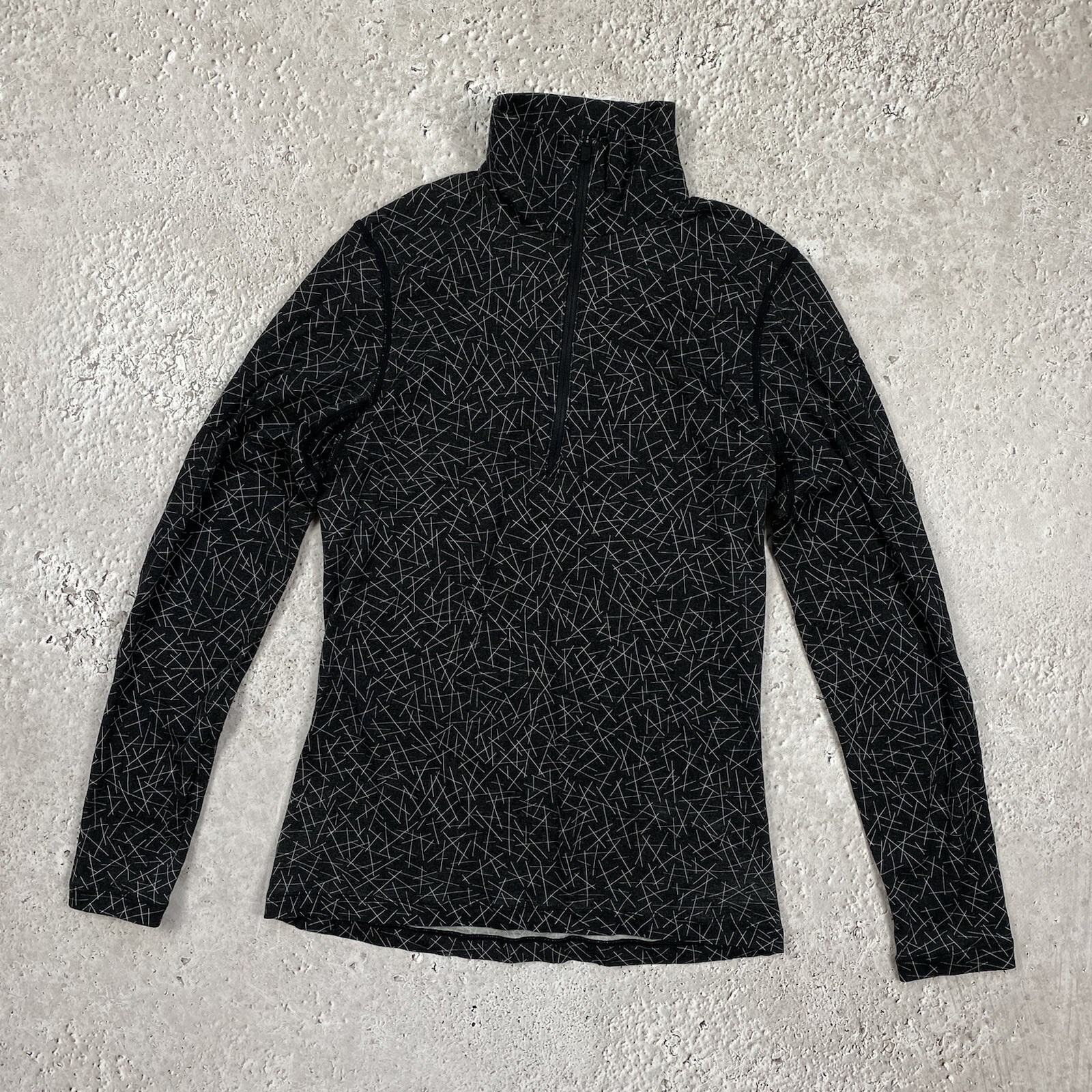 Icebreaker Merino Mujer Manga Larga Lana Camisa Cremallera Negro Talla Pequeñ...