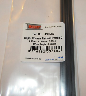 MAQUETT 460-54//3 Super Styrene railway track profile 5 GREY O GAUGE