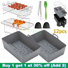 12PC Air Fryer Silicone Liner Baking Grill Accessories For Ninja SL400UK AF400UK