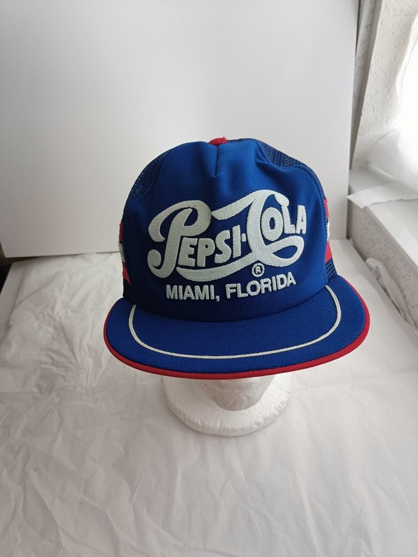 VTG PEPSI  COLA  Three 3 Stripes Snapback Trucker Rare Miami Florida Hat 