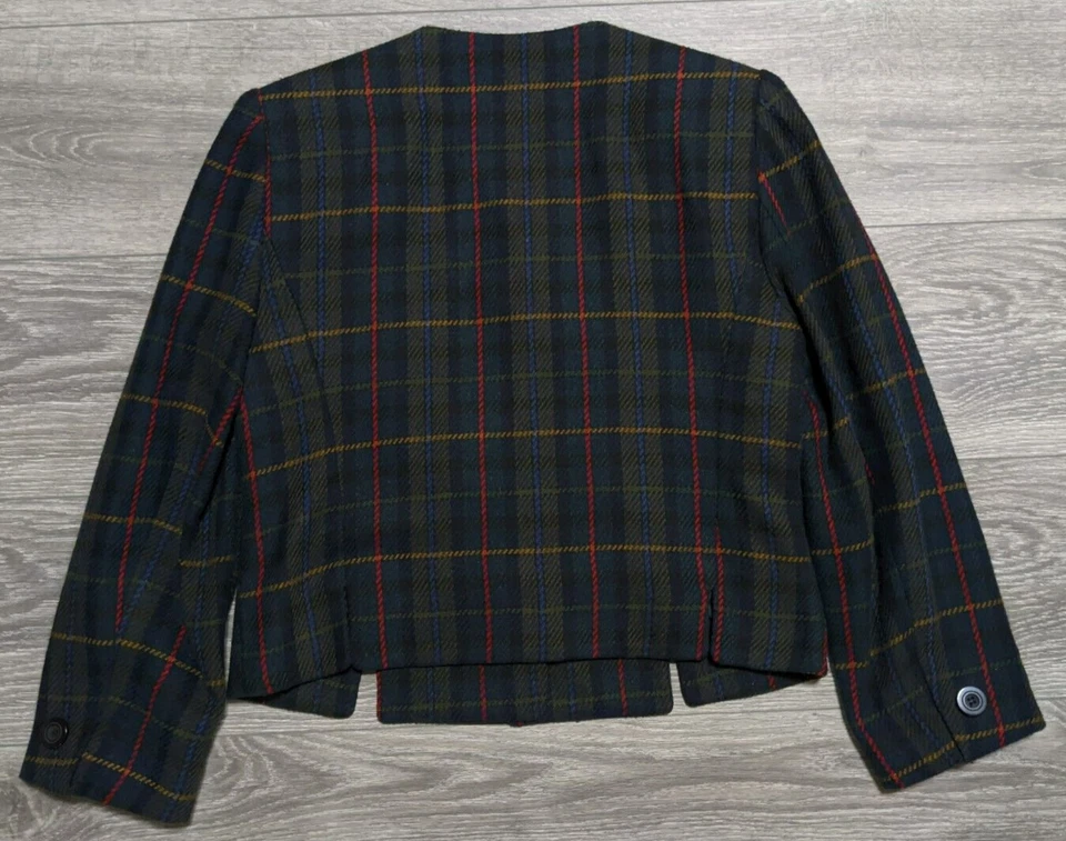 Chaqueta Requisitos Adulto Pequeña Talla 8 Blazer Corto a Cuadros Retro Mujer De Colección Foto 2 de 4