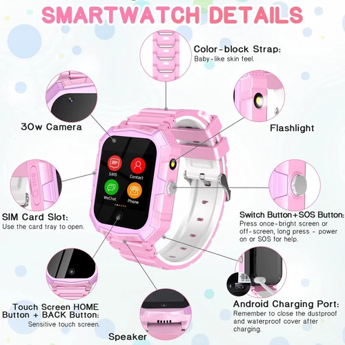 Kids 4G Smart Watchs Camera GSM Tracker SOS LBS Call Phone Game Watches Boy Girl - Bild 54 von 78