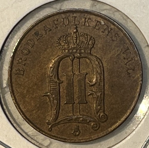 Sweden 1889 Two 2 Ore Almost Uncirculated AU Condition Coin Only 589,000 Minted - Picture 5 of 12
