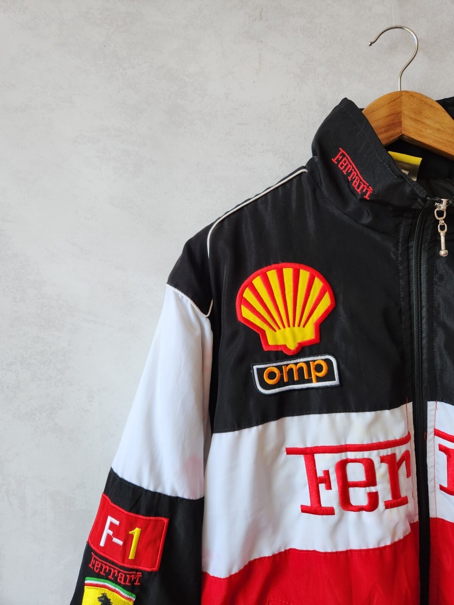 【レア】Ferrari ヴィンテージレザージャケット XXL フェラーリ Ferrari レーシングジャケット XL XXL ブラックver