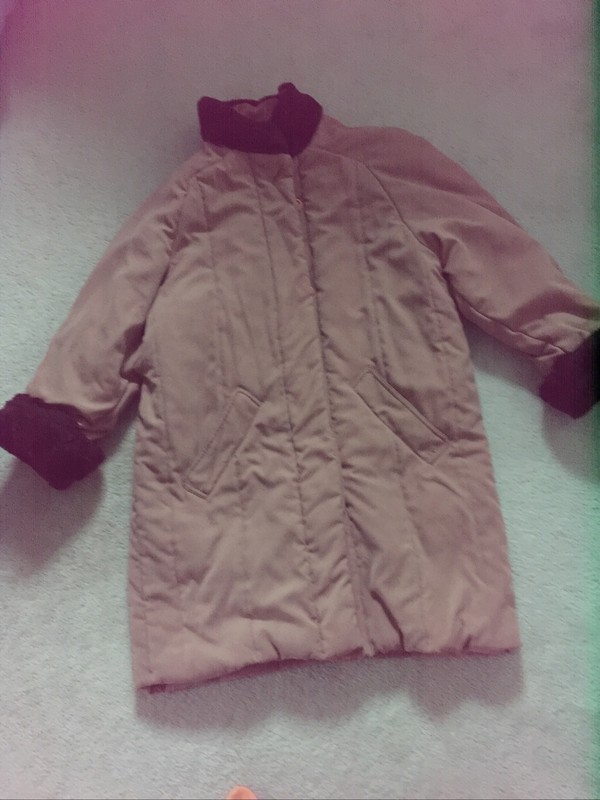 LARRY LEVINE MICROFIBER WOMEN'S Rose Beige WINTER COAT / Small/ Vintage 1990’s