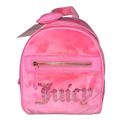 JUICY COUTURE 関税込 ベロアロゴバックパック Juicy Couture Velvet Pink Lemonade Big Spender Backpack