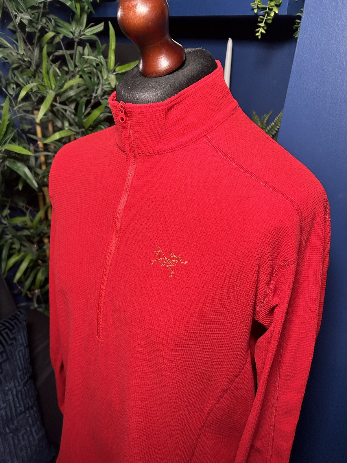 Arcteryx Delta LT Polartec Waffle Knit Fleece Red Mens Large 1/4 Zip Jumper image 3
