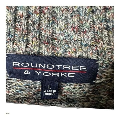 Suéter Roundtree & York Hombre’s L Grande Tejido Botón Multicolor Texturizado Abuelo - Imagen 3 de 12