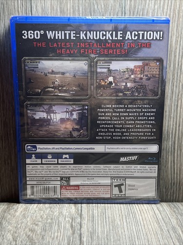 Heavy Fire: Red Shadow Playstation 4 PS4 PSVR Brand New Sealed Mastiff Rated T - Picture 2 of 2