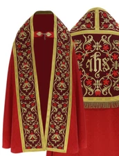Red Roman Cope with stole Vestment Capa pluvial Roja Piviale Rosso KT701C25h23