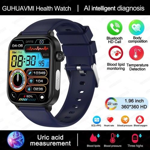 Smartwatch Health Fitness Heart Monitor Tracker Bluetooth Call ECG PPG Men Women - Photo 25 sur 32