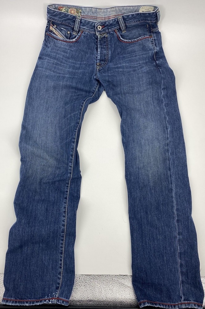 Diesel Industry Murran Men’s Blue Denim Straight Embroidered Jeans 32x34