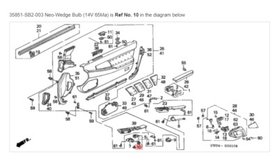 HONDA ACURA GENUINE OEM NSX Neo-Wedge Bulb (14V 65Ma) ☆ 35851-SB2