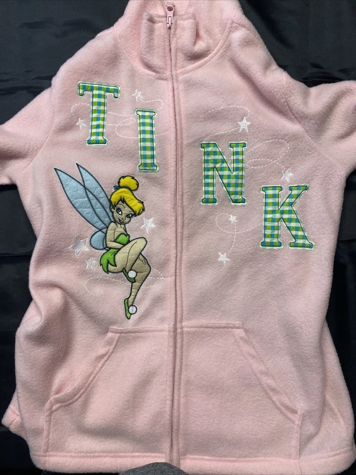 Disney Mujer Chaqueta de Vellón Cárdigan Suéter Campanilla Rosa Vellón Cremallera Med Foto 2 de 4