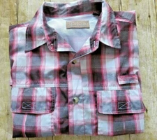 Big Sky Outfitters Plaid Vent Shirt Red Gray Hiking Outdoor Active Wear L