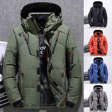 Winter Mens Quilted Warm Coat Duck Down Jacket Padded Bubble Puffer Hooded Parka